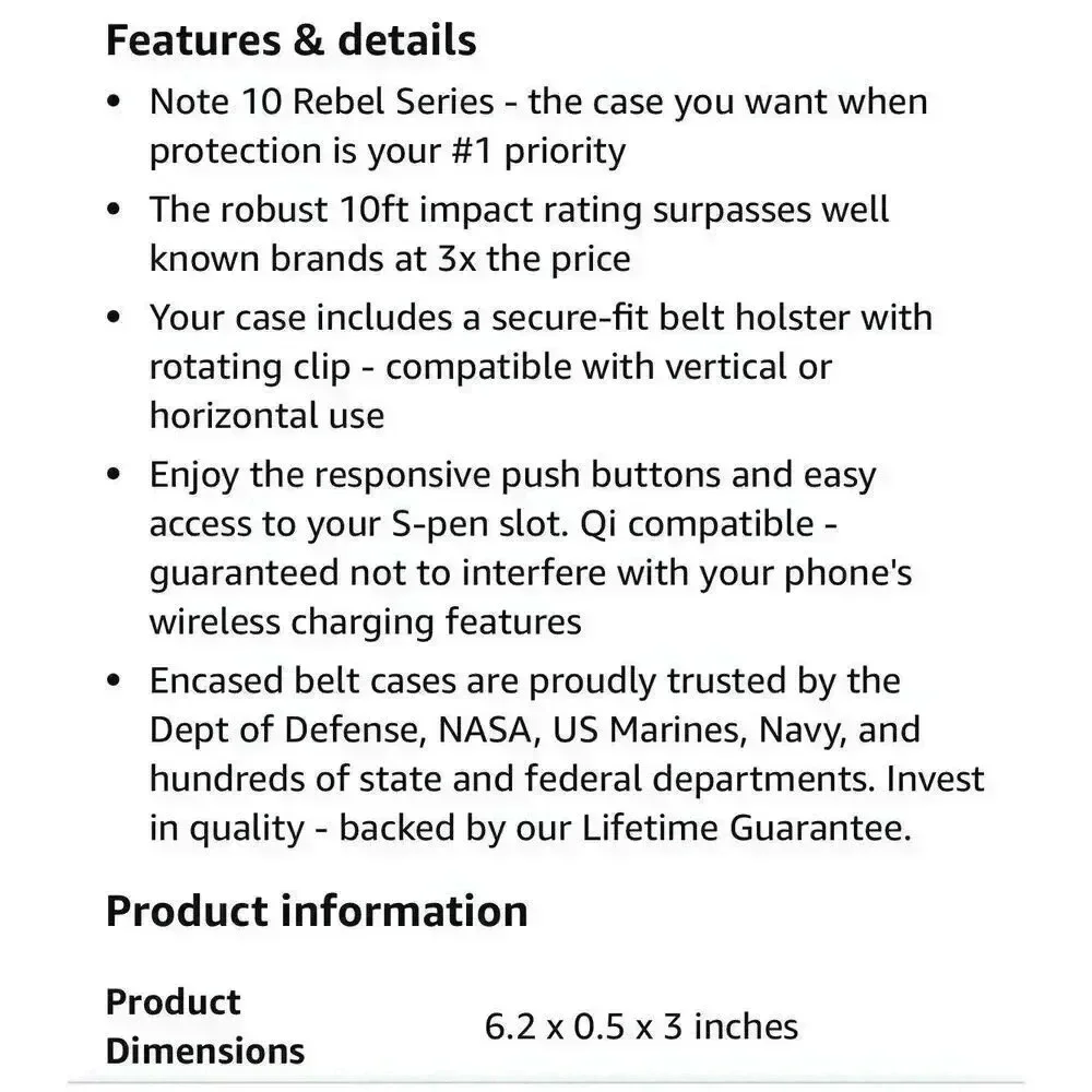 Belt Clip Case For Samsung Note 10‎ Thin Armor Full Body Protective Cover Black